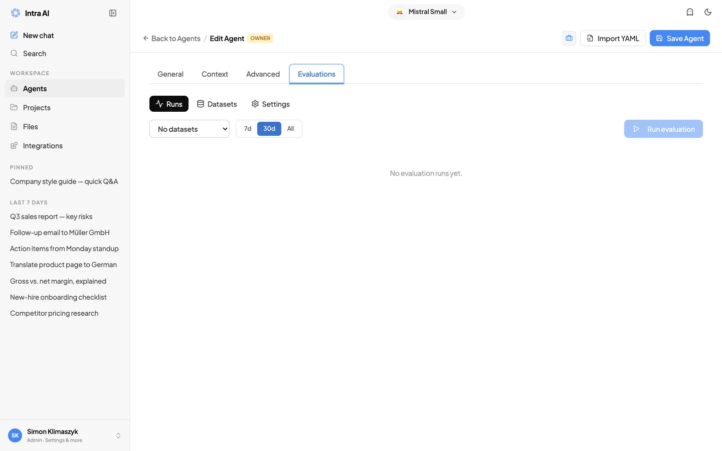 Der Builder-Tab „Evaluierungen"